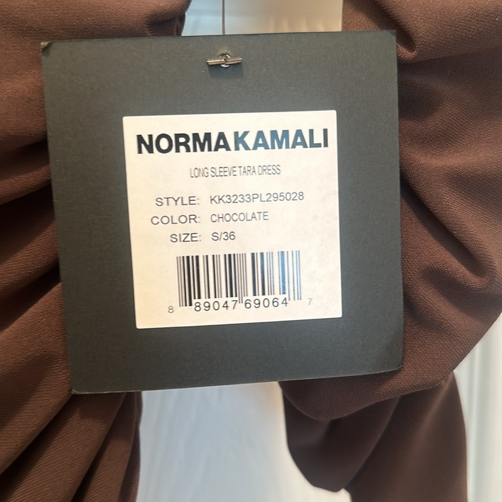 Norma Kamali Tara Long-Sleeve Deep-V Ruched Stretch Jersey Midi Dress small - Picture 5 of 7